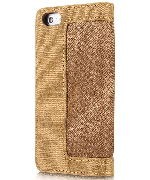 Apple iPhone SE/5/5S Caseme Canvas Skin Portemonnee Hoesje Bruin afbeelding 8