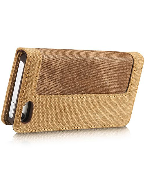 Apple iPhone SE/5/5S Caseme Canvas Skin Portemonnee Hoesje Bruin afbeelding 9