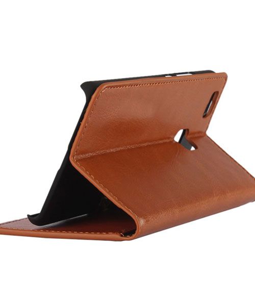 Echt Leren Huawei P9 Lite Bookcase Hoesje Met Pasjes Camel afbeelding 6