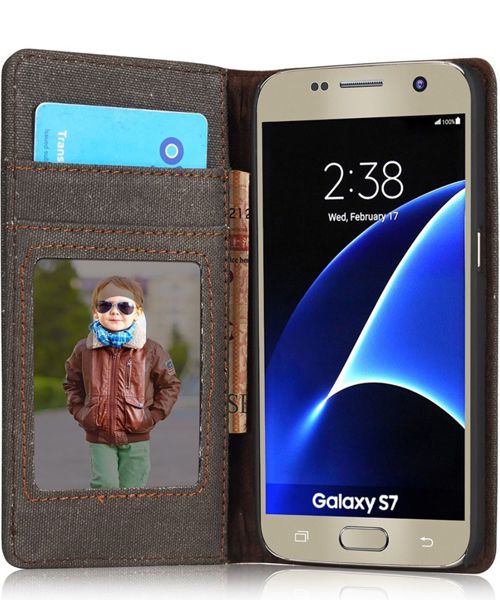 Samsung Galaxy S7 Canvas Portemonnee Bookcase Hoesje Zwart afbeelding 2
