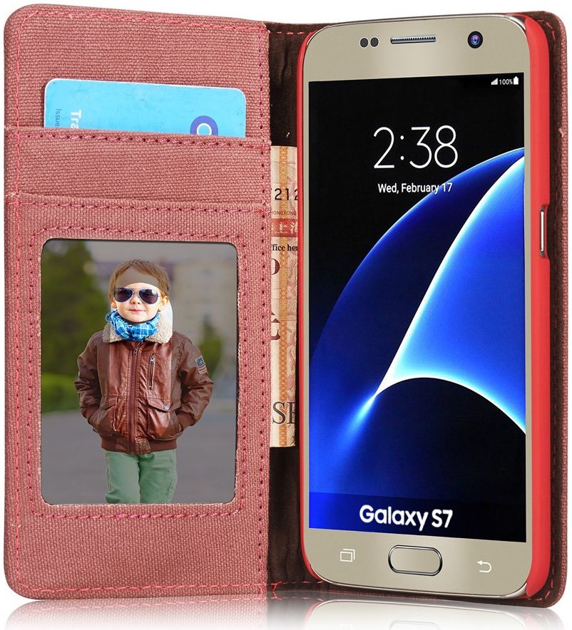 Samsung Galaxy S7 Canvas Portemonnee Bookcase Hoesje Bruin afbeelding 11