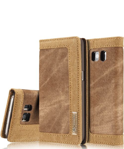 Samsung Galaxy S7 Canvas Portemonnee Bookcase Hoesje Bruin afbeelding 2