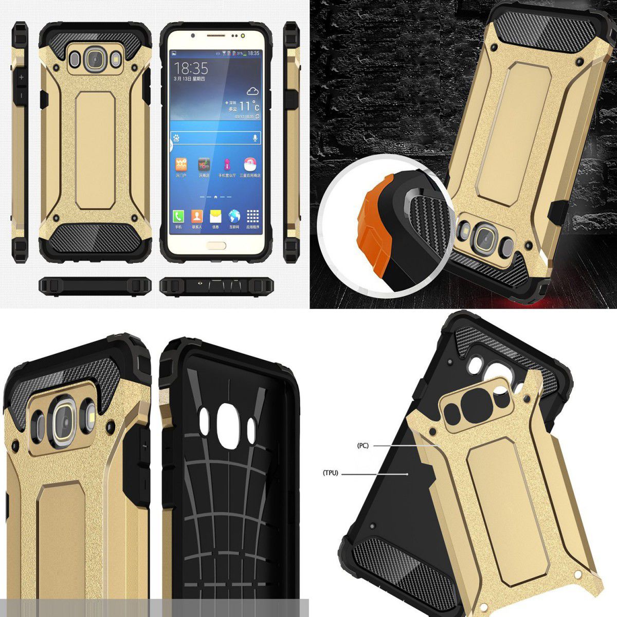 Samsung Galaxy J5 (2016) Hybride Hoesje Grijs afbeelding 4