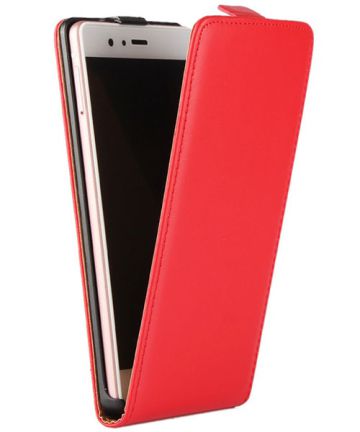 Huawei P9 Lite Verticaal Flip Hoesje Rood Hoesjes