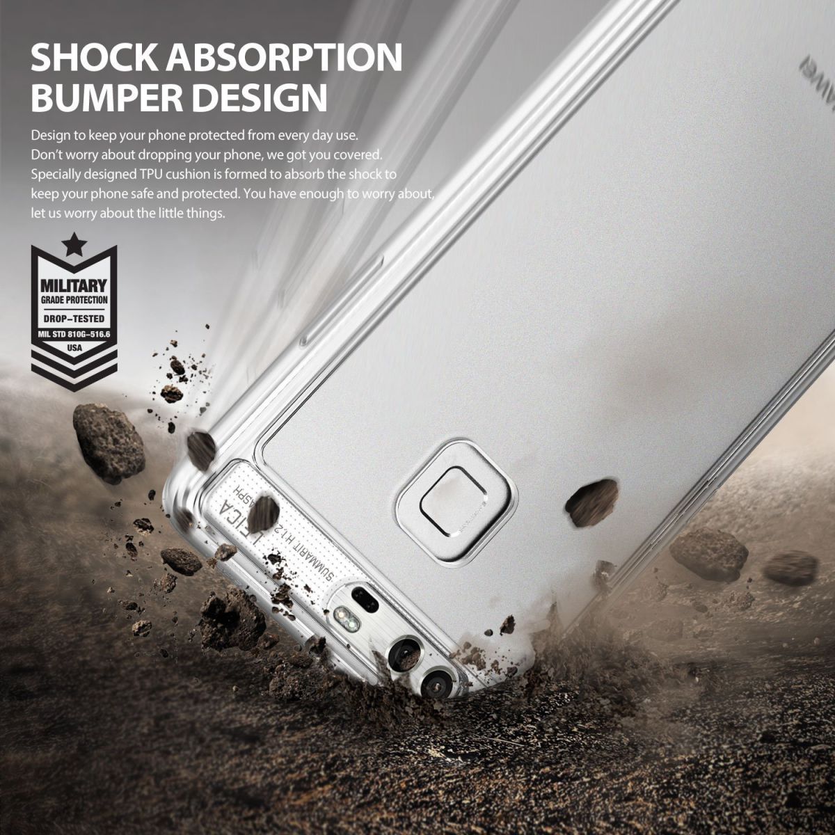 Ringke Fusion Hoesje Huawei P9 Doorzichtig Smoke Black afbeelding 3