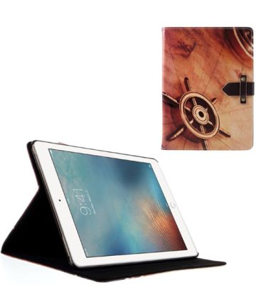 Apple iPad Pro 9.7 Fliphoes Bruin Retro Patroon Hoesjes