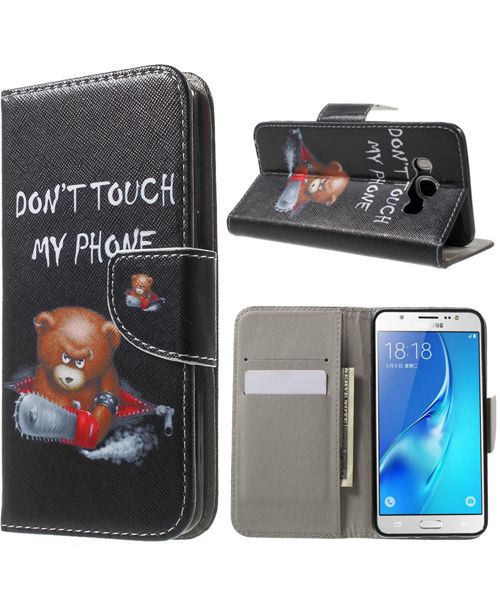 Samsung Galaxy J5 (2016) Fliphoesje Don't Touch My Phone Print afbeelding 1