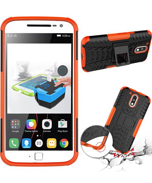 Hybride Motorola Moto G4 Hoesje Oranje afbeelding 2