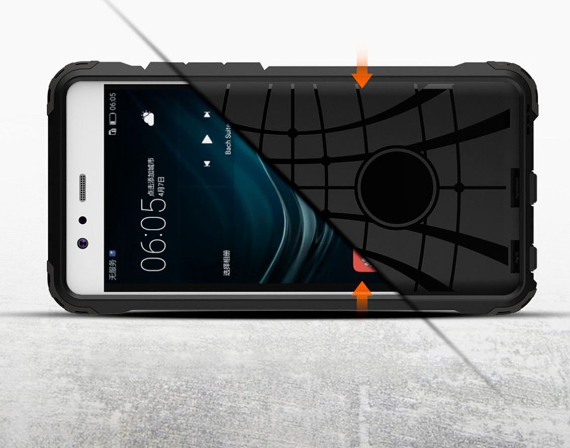Huawei P9 Lite Armor Guard Hybrid Case Zwart afbeelding 2