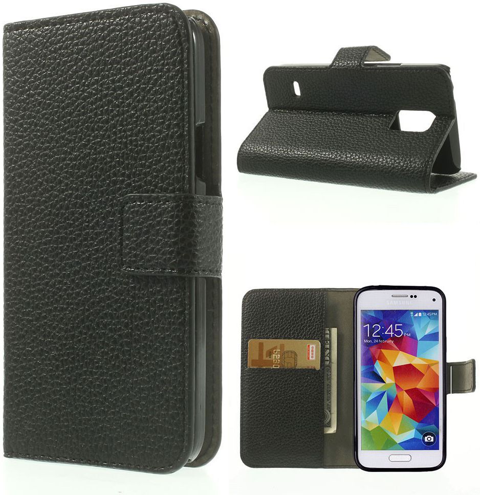 Samsung Galaxy S5 Mini Portemonnee Hoesje Zwart afbeelding 2