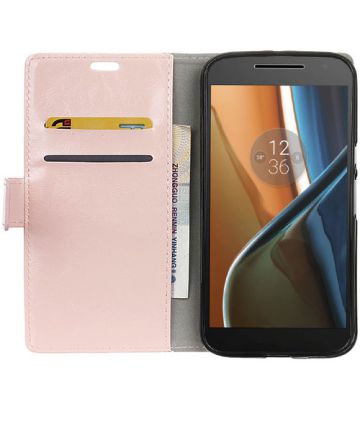 Motorola Moto G4 hoesje met kaarthouder roze Hoesjes