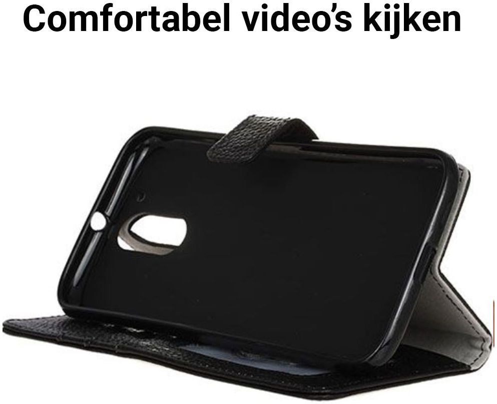 Echt Leren Motorola Moto G4 Hoesje Zwart afbeelding 4