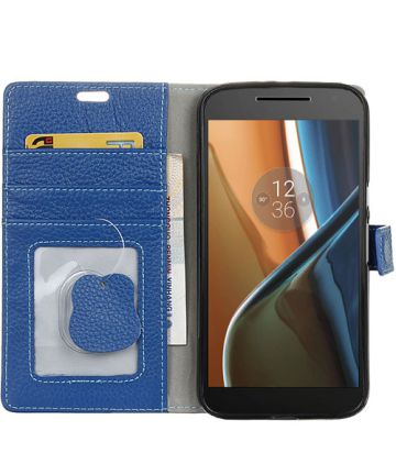 Echt Leren Motorola Moto G4 Hoesje Blauw Hoesjes