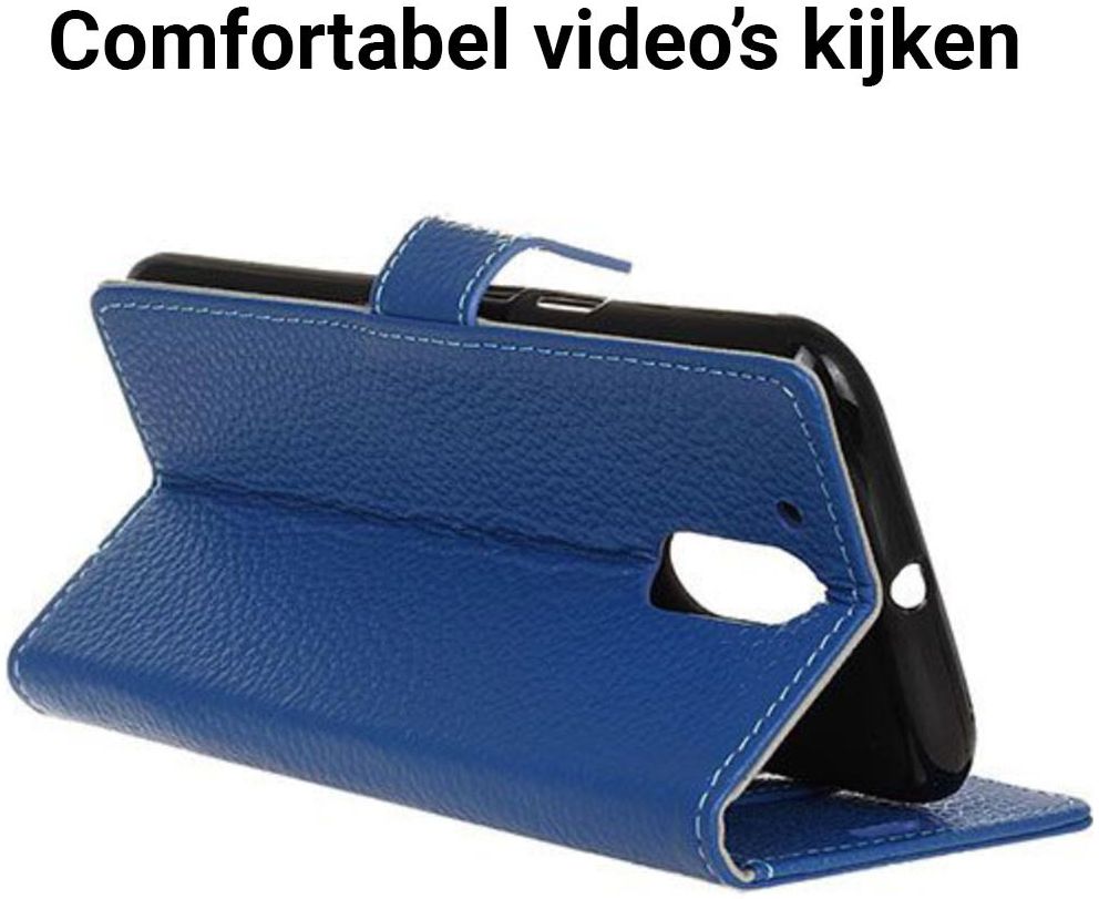 Echt Leren Motorola Moto G4 Hoesje Blauw afbeelding 4