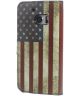 HTC 10 Lederen Portemonnee Flip Hoesje Amerikaanse Flag