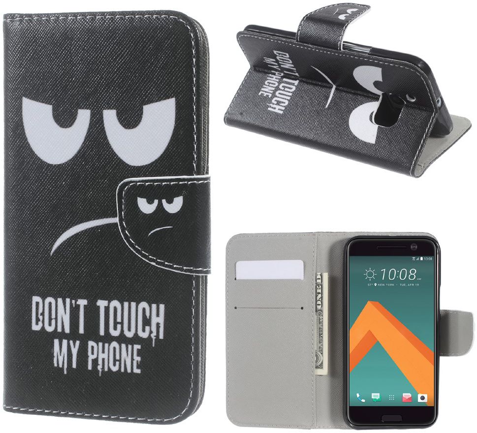 HTC 10 Portemonnee Flip Hoesje Print Don't Touch My Phone afbeelding 1