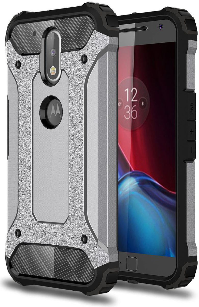 Motorola Moto G4 Hybrid Armor Hoesje Grijs afbeelding 1