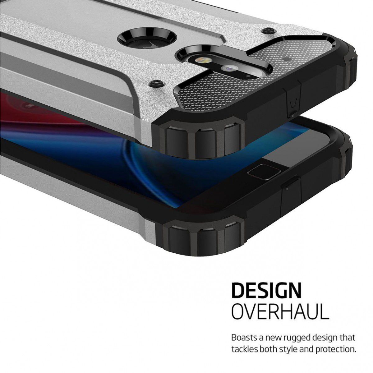 Motorola Moto G4 Hybrid Armor Hoesje Grijs afbeelding 3