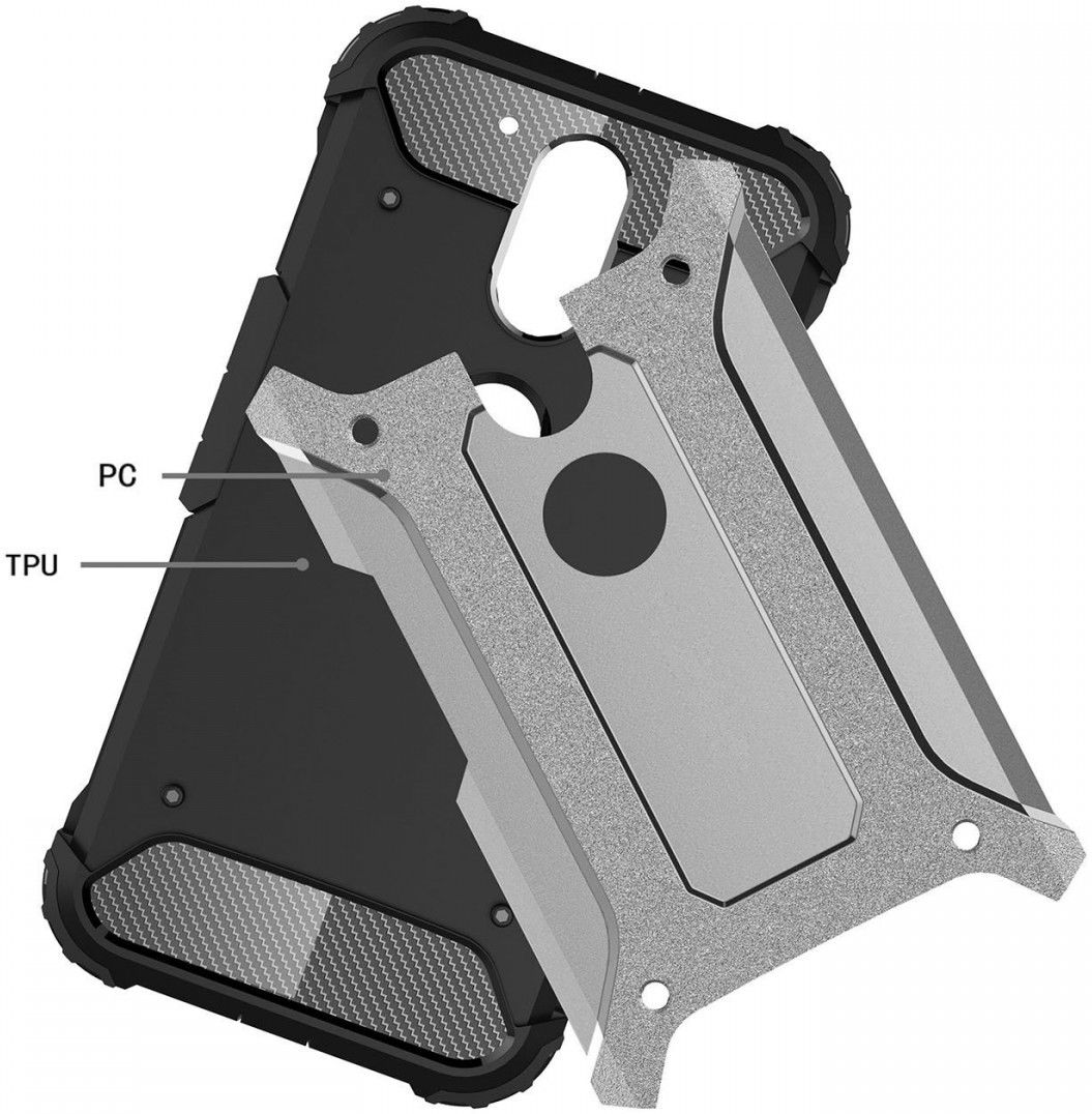 Motorola Moto G4 Hybrid Armor Hoesje Grijs afbeelding 4
