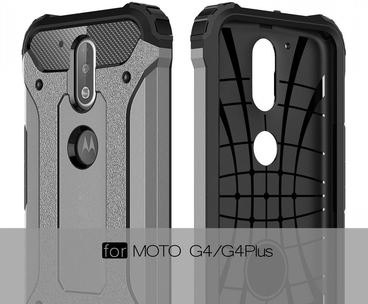 Motorola Moto G4 Hybrid Armor Hoesje Grijs afbeelding 5