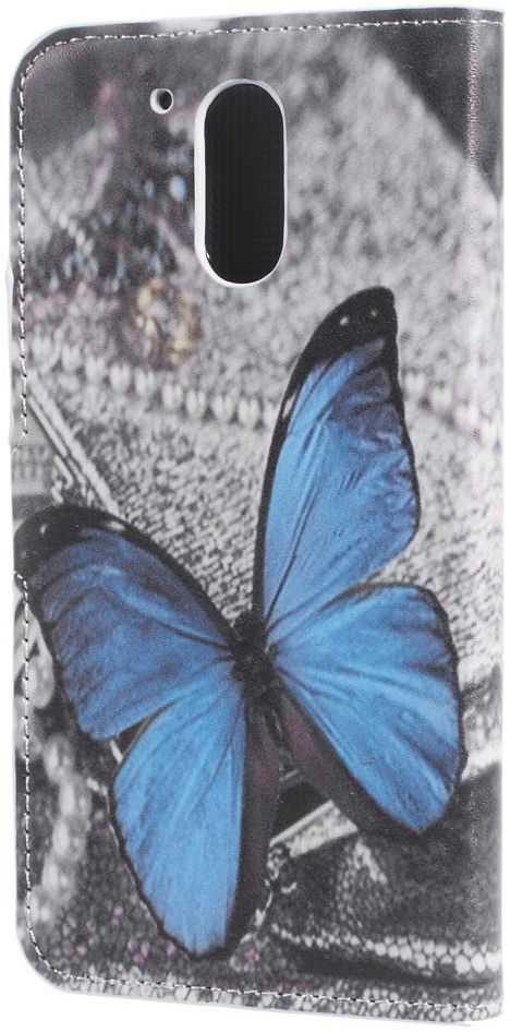 Motorola Moto G4 Wallet Case Hoesje met Print blauwe vlinder afbeelding 2