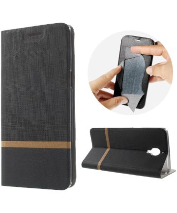 OnePlus 3T / 3 Hoesje Design Flip Case Zwart Hoesjes
