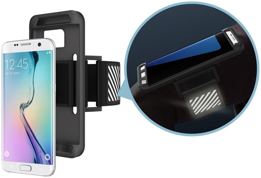 Samsung Galaxy S7 Edge Silicone Hoesje met Sport Armband Zwart afbeelding 2