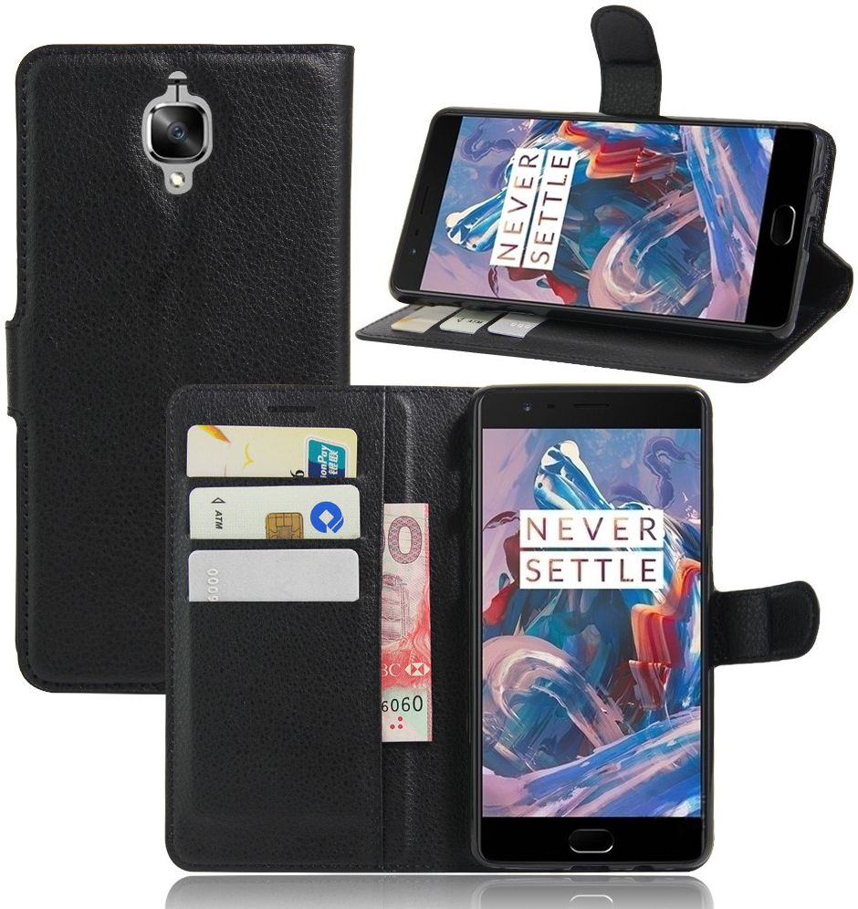 OnePlus 3T / 3 hoesje met kaarthouder zwart afbeelding 3