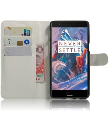 OnePlus 3T / 3 hoesje met kaarthouder wit Hoesjes
