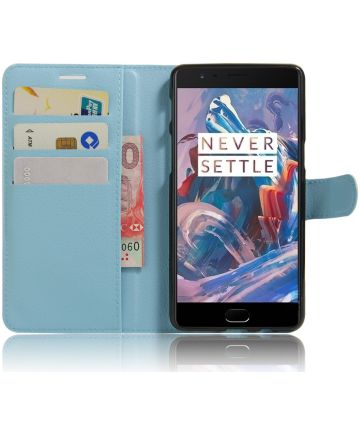 OnePlus 3T / 3 hoesje met kaarthouder blauw Hoesjes