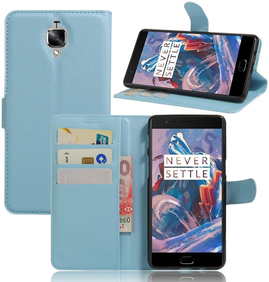 OnePlus 3T / 3 hoesje met kaarthouder blauw afbeelding 3