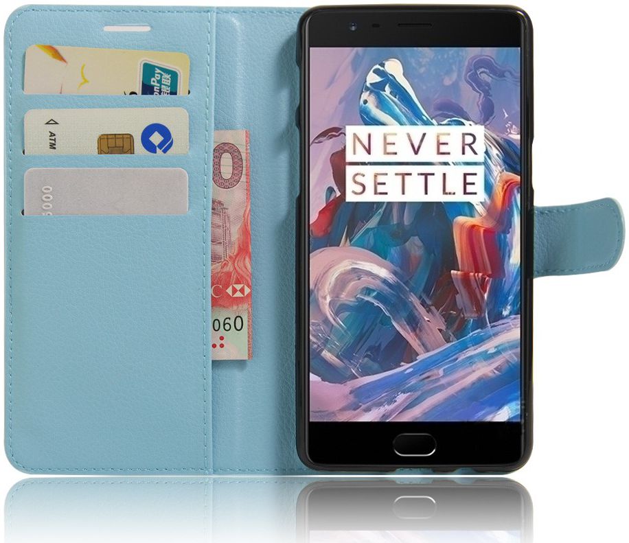 OnePlus 3T / 3 hoesje met kaarthouder blauw afbeelding 1