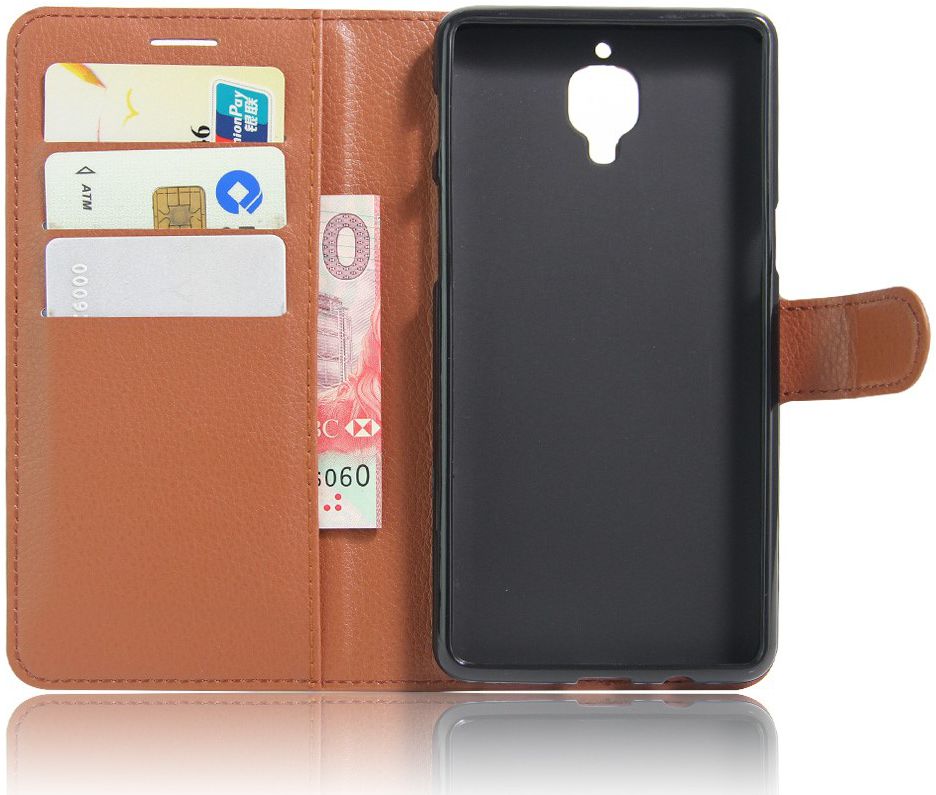 OnePlus 3T / 3 hoesje met kaarthouder bruin afbeelding 4