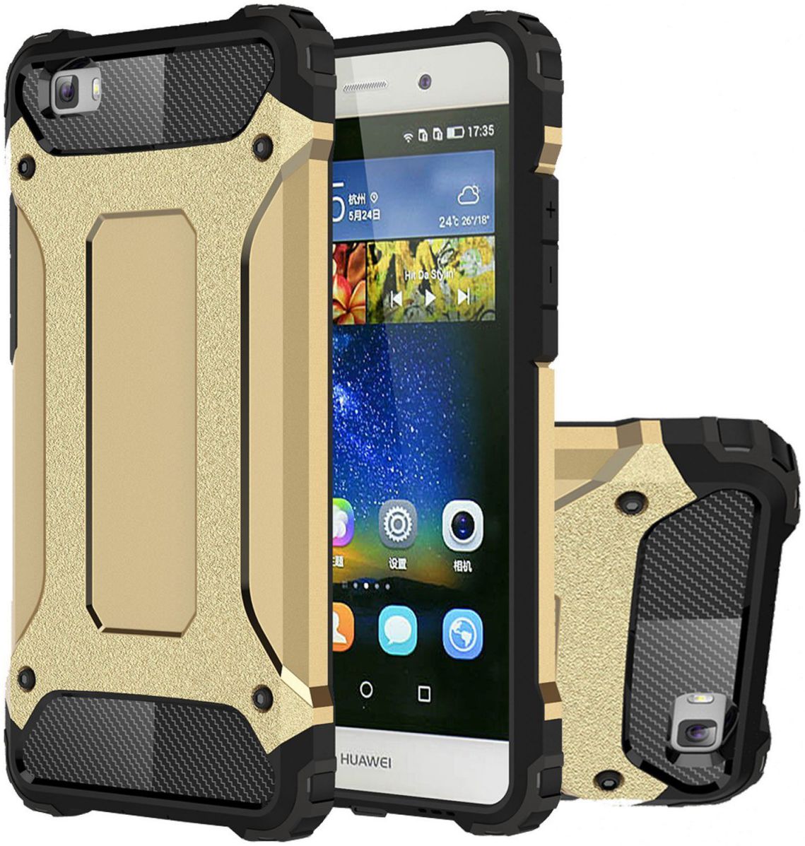 Hybride Huawei Ascend P8 Lite Hoesje Goud afbeelding 1