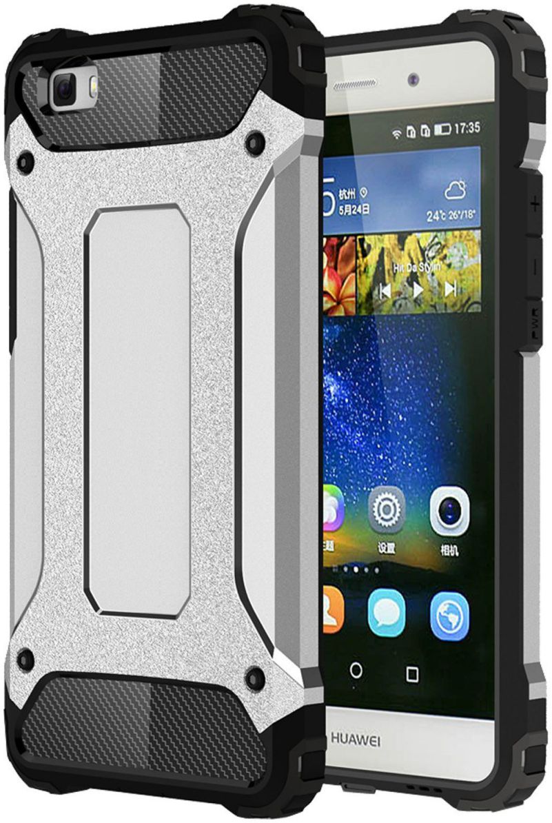 Hybride Huawei Ascend P8 Lite Hoesje Grijs afbeelding 4