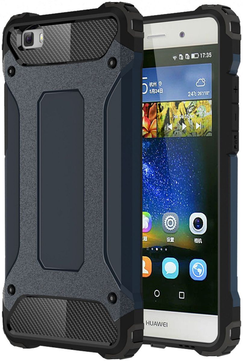 Hybride Huawei Ascend P8 Lite Hoesje Donker Blauw afbeelding 5