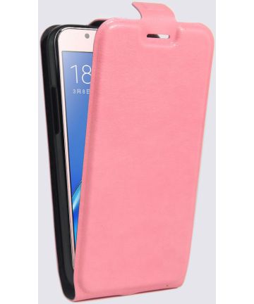 Samsung Galaxy J5 (2016) Vertical Wallet Flip Case Roze Hoesjes