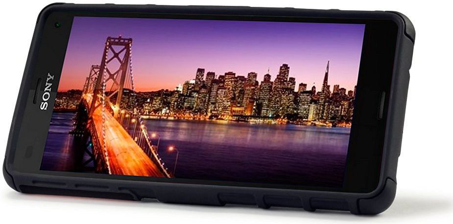 Sony Xperia Z3 Compact Antislip Back Cover Hoesje Zwart afbeelding 3