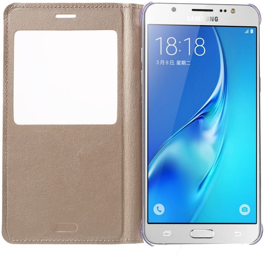 Samsung Galaxy J5 (2016) Window View Flip Hoesje Goud afbeelding 2