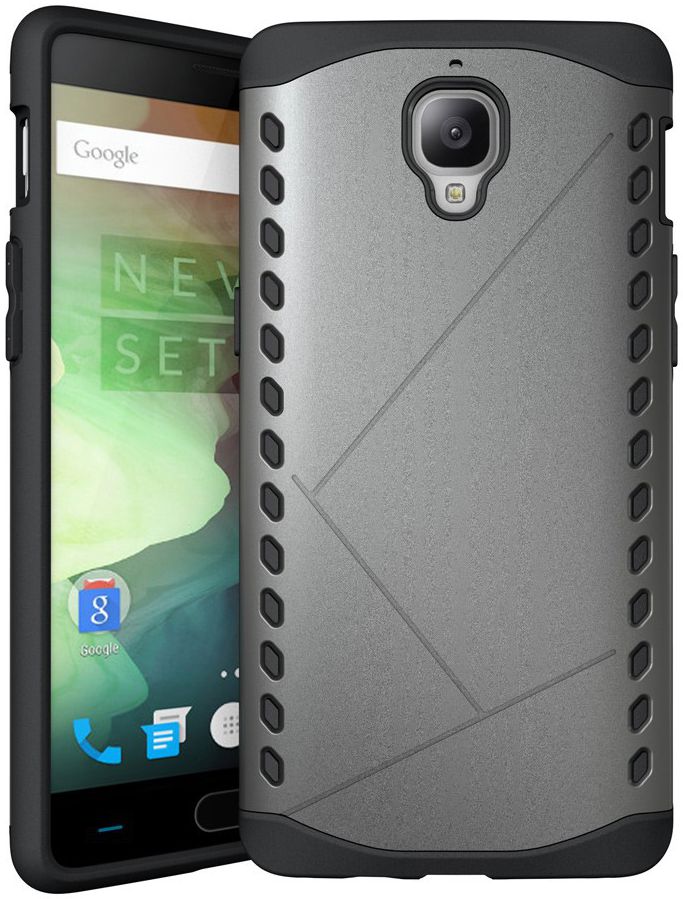 OnePlus 3T / 3 Tough Shield 2 in 1 Hoesje Grijs afbeelding 1