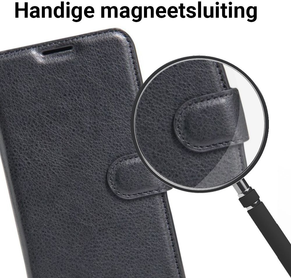 Alcatel Pixi 4 (5) 4G Portemonnee Flip Hoesje Zwart afbeelding 4