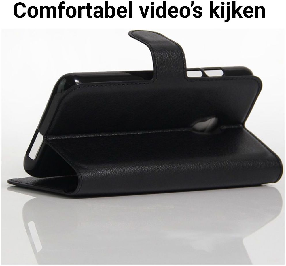 Alcatel Pixi 4 (5) 4G Portemonnee Flip Hoesje Zwart afbeelding 5