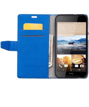 HTC Desire 830 Lederen Portemonnee Hoesje Blauw Hoesjes