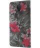 OnePlus 3T / 3 Lederen Portemonnee Hoesje Pink Flowers