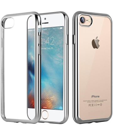 Apple iPhone 7 / 8 Transparant TPU Hoesje Zilver Hoesjes
