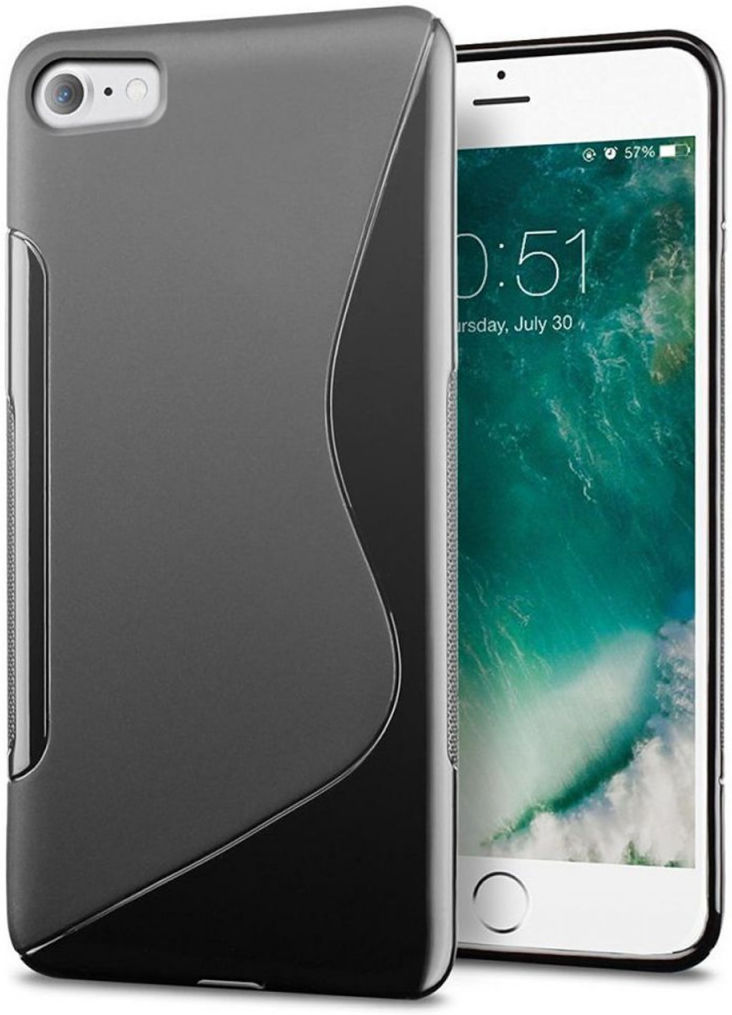 Flexibel Apple iPhone 8/7 Hoesje S-Curve Zwart afbeelding 1