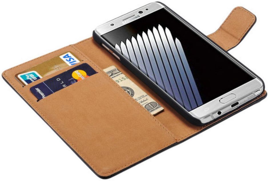 Samsung Galaxy Note 7 Lederen Portemonnee Hoesje Zwart afbeelding 1