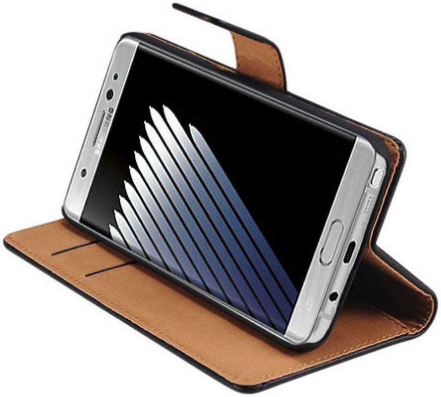 Samsung Galaxy Note 7 Lederen Portemonnee Hoesje Zwart afbeelding 3