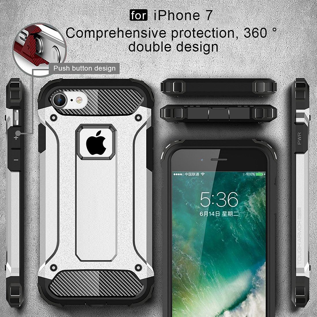 Apple iPhone 7/8 Hoesje Shock Proof Hybride Back Cover Wit afbeelding 5