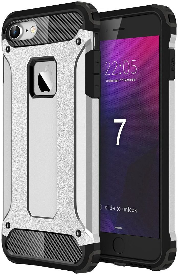 Apple iPhone 7/8 Hoesje Shock Proof Hybride Back Cover Zilver afbeelding 1